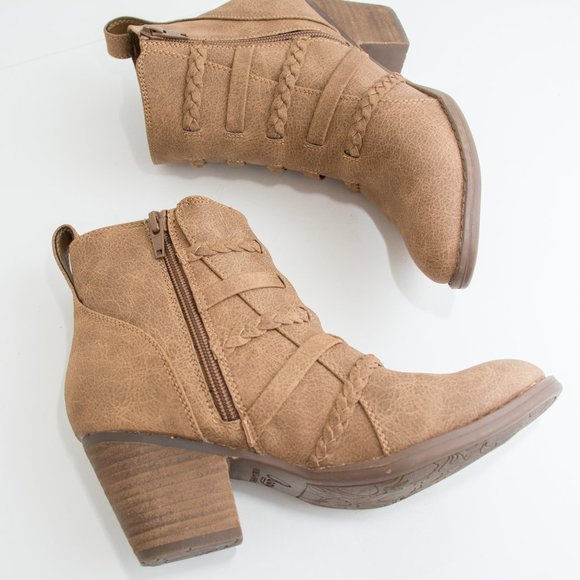 Roxy Tan Ankle Boots with Braided Detail - Picture 5 of 7